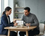 Konsultant agencji marketingowej prezentuje klientowi system badania opinii